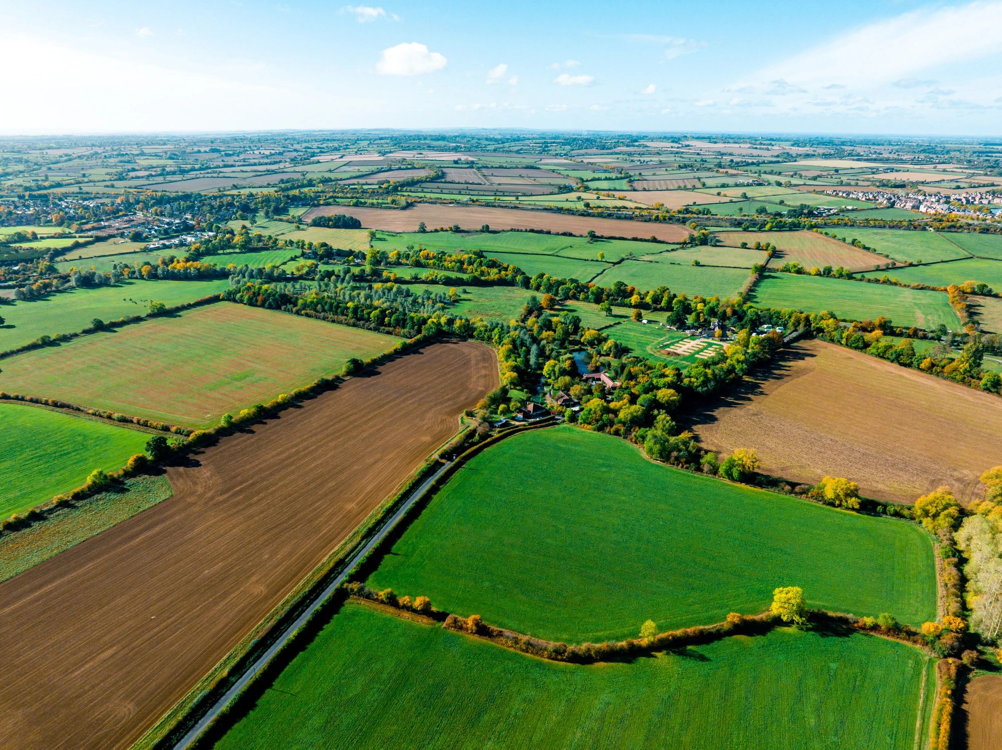 English countryside land from above